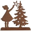 Clayre & Eef 6Y5780 Dekorace Dítě s vánočním stromkem hnědá 14x5x14 cm