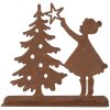 Clayre & Eef 6Y5780 Dekorace Dítě s vánočním stromkem hnědá 14x5x14 cm