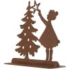 Clayre & Eef 6Y5780 Dekorace Dítě s vánočním stromkem hnědá 14x5x14 cm