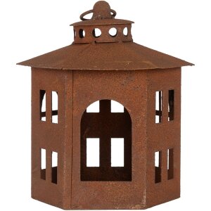 Clayre & Eef 6Y5785 Lucerna hnědá Ø 19x22 cm Kovová zahradní dekorace ve starožitném stylu