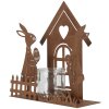 Clayre & Eef 6Y5786 Domeček na čajovou svíčku s králíkem hnědý 26x9x26 cm