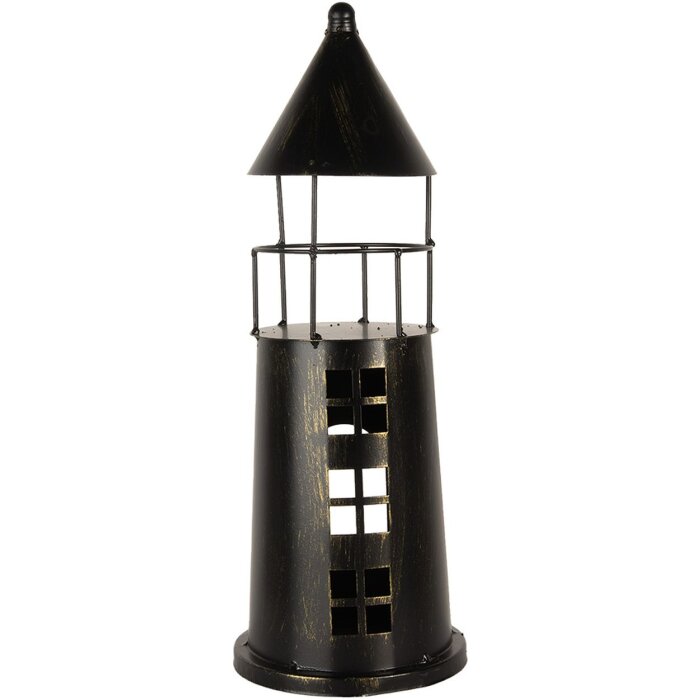Clayre & Eef 6Y5790 Deko Maják Černá Ø16x45 cm Kov Landhausstil