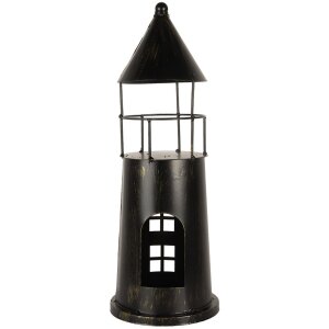 Clayre & Eef 6Y5790 Deko Maják Černá Ø16x45 cm Kov Landhausstil