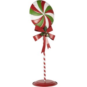 Clayre & Eef 6Y5635 Dekorace Lollipop LED 36x29x100 cm kovová červená zelená