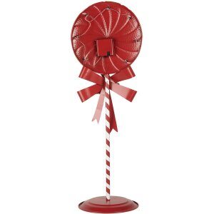 Clayre & Eef 6Y5635 Dekorace Lollipop LED 36x29x100 cm kovová červená zelená