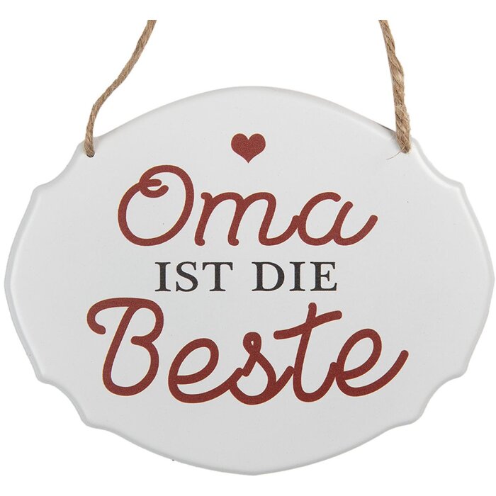Clayre & Eef 6Y5686 Textový nápis Babička je nejlepší bílo-červená 18x1x15 cm Žehlička