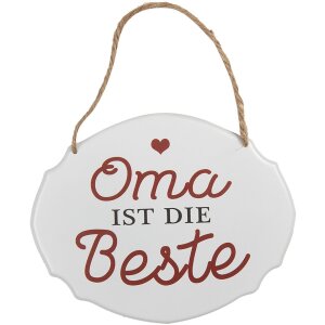 Clayre & Eef 6Y5686 Textový nápis Babička je nejlepší bílo-červená 18x1x15 cm Žehlička