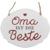 Clayre & Eef 6Y5686 Textový nápis Babička je nejlepší bílo-červená 18x1x15 cm Žehlička