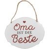 Clayre & Eef 6Y5686 Textový nápis Babička je nejlepší bílo-červená 18x1x15 cm Žehlička