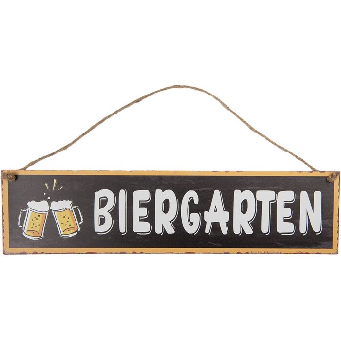 Clayre & Eef 6Y5693 Textový nápis Beer Garden Brown White 40x1x10 cm Vintage Iron