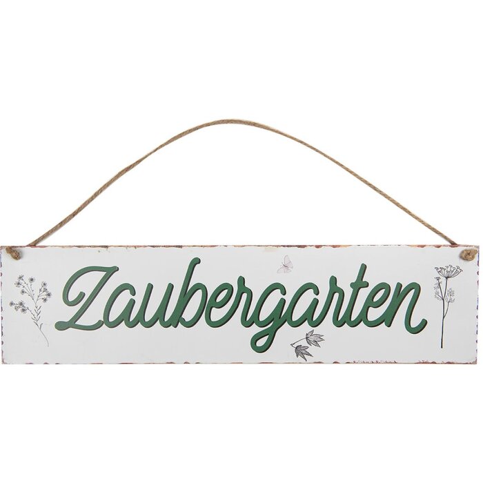 Clayre & Eef Text Sign Magic Garden Zahradní dekorace kovová bílá 40x1x10 cm