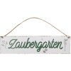 Clayre & Eef Text Sign Magic Garden Zahradní dekorace kovová bílá 40x1x10 cm