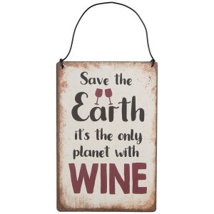 Clayre & Eef 6Y5695 Textový nápis Save the Earth Wine 10x15cm Iron Beige Red