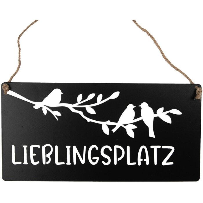 Clayre & Eef 6Y5697 Textová cedule oblíbené místo černá bílá 30x1x15 cm železo