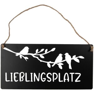 Clayre & Eef 6Y5697 Textová cedule oblíbené místo černá bílá 30x1x15 cm železo