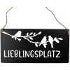 Clayre & Eef 6Y5697 Textová cedule oblíbené místo černá bílá 30x1x15 cm železo