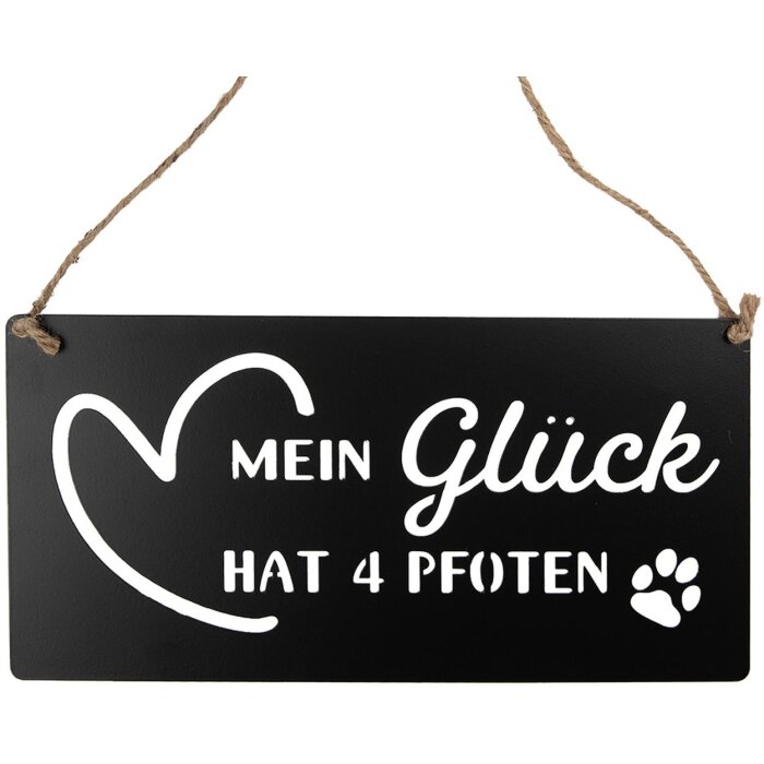 Clayre & Eef 6Y5698 Textový nápis Moje štěstí má 4 tlapky černý 30x1x15 cm