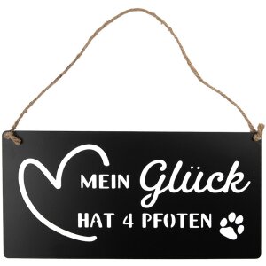 Clayre & Eef 6Y5698 Textový nápis Moje štěstí má 4 tlapky černý 30x1x15 cm