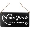 Clayre & Eef 6Y5698 Textový nápis Moje štěstí má 4 tlapky černý 30x1x15 cm