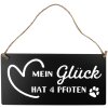 Clayre & Eef 6Y5698 Textový nápis Moje štěstí má 4 tlapky černý 30x1x15 cm