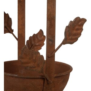 Clayre & Eef 6Y5795 Závěsná ptačí vana hnědá kovová 15x14x42 cm ve starobylém stylu