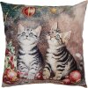 Clayre & Eef KT021.417 Povlak na polštář s motivem kočky ve venkovském stylu 45x45 cm hnědočervený