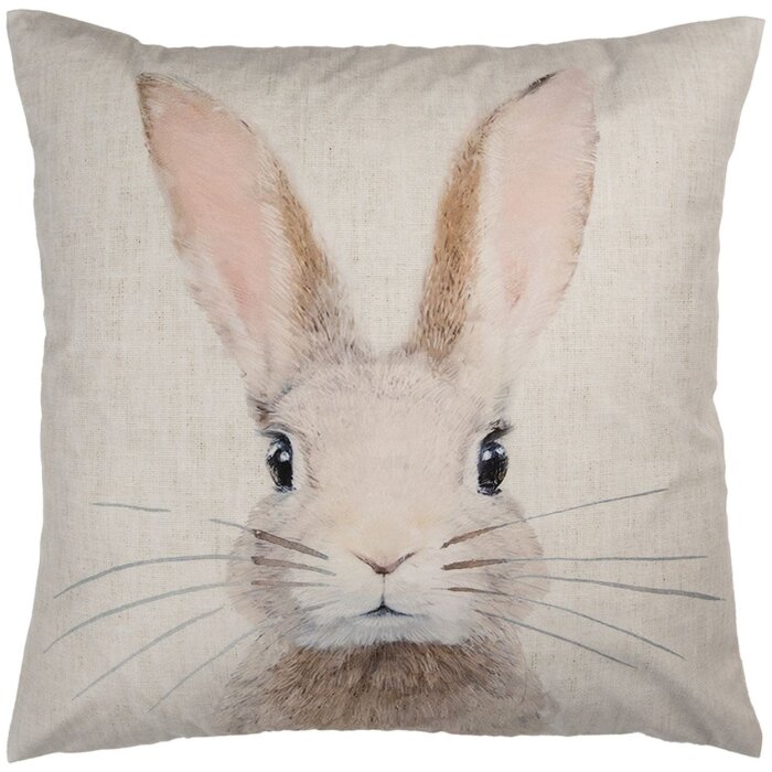 Clayre & Eef Povlak na polštář 45x45 cm Béžový motiv zajíčka Venkovský styl Polyester