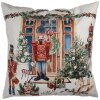 Clayre & Eef KT021.403 Povlak na polštář 45x45 cm Bílá červená zelená Vánoce na venkově