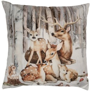 Clayre & Eef KT021.404 povlak na polštář 45x45cm jelen lesní zvířata venkovský styl