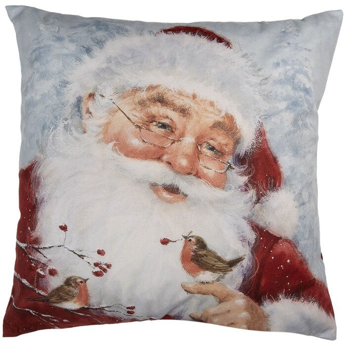 Clayre & Eef KT021.406 Povlak na polštářek Vánoční design Šedá červená 45x45 cm