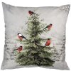 Clayre & Eef KT021.407 Povlak na polštář 45x45 cm Bílá zelená Zimní motiv ve venkovském stylu