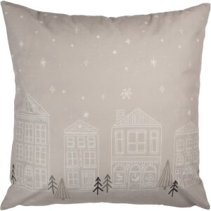 Clayre & Eef KT021.408 Povlak na polštář béžový 45x45 cm Zimní motiv ve venkovském stylu