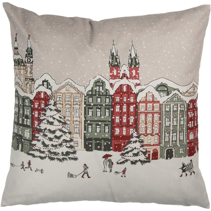 Clayre & Eef KT021.409 Povlak na polštář se zimním motivem béžový 45x45 cm