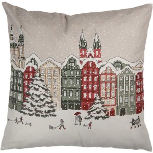 Clayre & Eef KT021.409 Povlak na polštář se zimním motivem béžový 45x45 cm