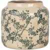 Clayre & Eef Květináč béžovo-zelený Ø16x15cm Keramický venkovský styl Vintage