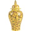 Clayre & Eef 6CE2140 Dekorativní květináč s víkem Yellow Cherry Blossom Ø11x22 cm