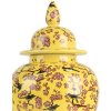 Clayre & Eef 6CE2140 Dekorativní květináč s víkem Yellow Cherry Blossom Ø11x22 cm