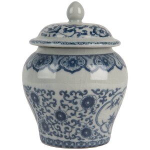 Clayre & Eef 6CE2143 Dekorační květináč s pokličkou Keramický šedomodrý Ø 9x13 cm