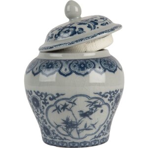 Clayre & Eef 6CE2143 Dekorační květináč s pokličkou Keramický šedomodrý Ø 9x13 cm