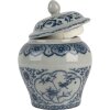 Clayre & Eef 6CE2143 Dekorační květináč s pokličkou Keramický šedomodrý Ø 9x13 cm
