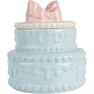 Clayre & Eef 6CE2146 Dekorační květináč s víkem Keramický modrý růžový Ø 13x15 cm