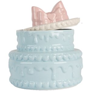 Clayre & Eef 6CE2146 Dekorační květináč s víkem Keramický modrý růžový Ø 13x15 cm