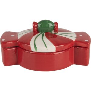 Clayre & Eef 6CE2148 Úložný hrnec s víkem Keramický červený 14x10x8 cm Venkovský styl