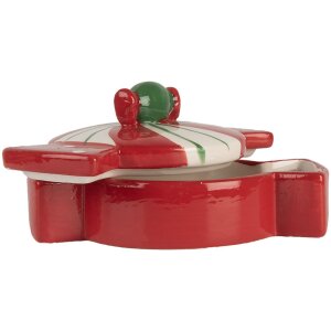 Clayre & Eef 6CE2148 Úložný hrnec s víkem Keramický červený 14x10x8 cm Venkovský styl