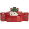 Clayre & Eef 6CE2148 Úložný hrnec s víkem Keramický červený 14x10x8 cm Venkovský styl