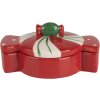 Clayre & Eef 6CE2148 Úložný hrnec s víkem Keramický červený 14x10x8 cm Venkovský styl