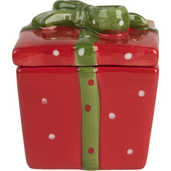 Clayre & Eef 6CE2149 Úložný hrnec s víkem červenozelený 9x9x11 cm venkovský styl