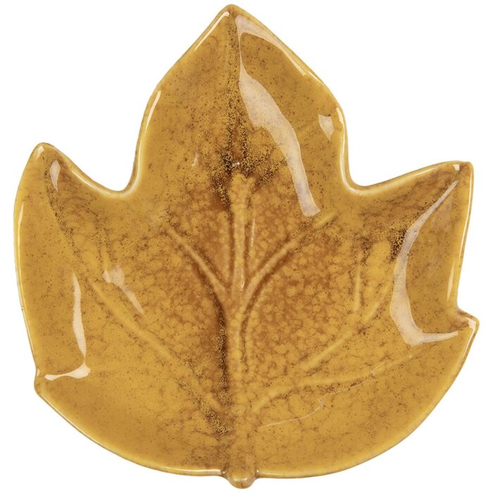 Clayre & Eef 6CE2151 Mísa Leaf Botanical Design Yellow 14x13x2 cm Keramika
