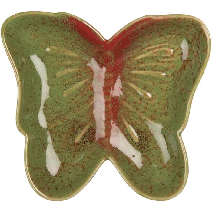 Clayre & Eef 6CE2152 Mísa Butterfly Green Red 14x13x2 cm