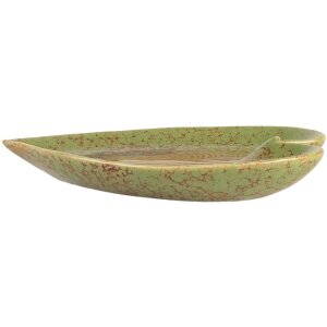 Clayre & Eef 6CE2154 Mísa Leaf Green Brown 15x11x2 cm Keramická mísa Botanical
